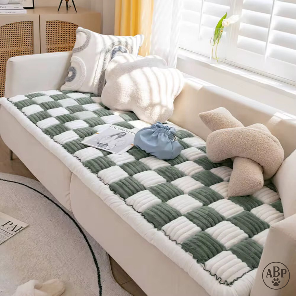 Tapis Moelleux pour Animaux – Coussin Damier Design, Idéal Chien & Chat