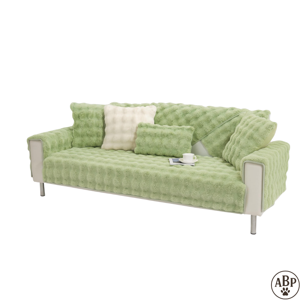 Plaid jeté de canapé en fausse fourrure douce – Housse de protection antidérapante et lavable pour canapé et fauteuil