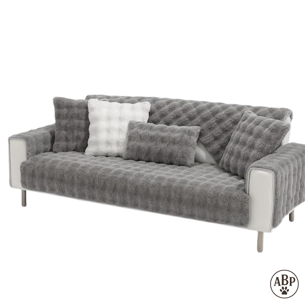 Plaid jeté de canapé en fausse fourrure douce – Housse de protection antidérapante et lavable pour canapé et fauteuil