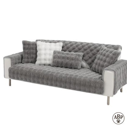 Plaid jeté de canapé en fausse fourrure douce – Housse de protection antidérapante et lavable pour canapé et fauteuil