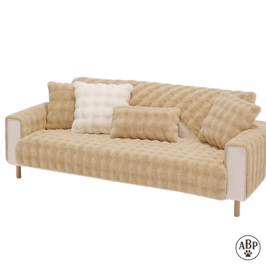 Plaid jeté de canapé en fausse fourrure douce – Housse de protection antidérapante et lavable pour canapé et fauteuil