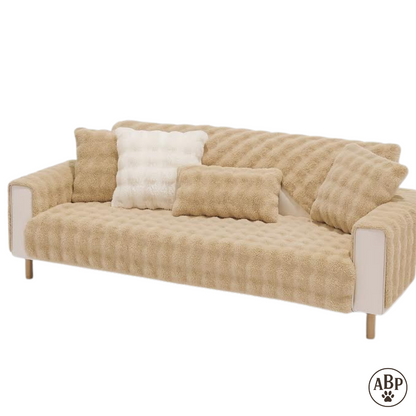 Plaid jeté de canapé en fausse fourrure douce – Housse de protection antidérapante et lavable pour canapé et fauteuil