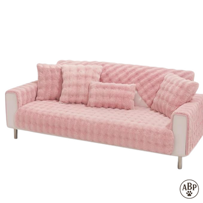 Plaid jeté de canapé en fausse fourrure douce – Housse de protection antidérapante et lavable pour canapé et fauteuil