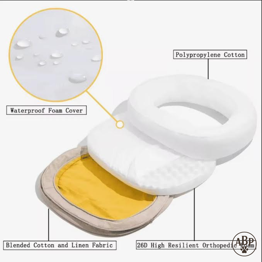 Panier Rond pour Chien & Chat – Lit Ovale Ultra Moelleux Déhoussable et Lavable – Confort Premium