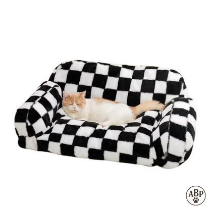 Canapé Lit pour Chien à Motifs – Panier Douillet avec Accoudoirs | Canapé Confortable Marron ou Vert