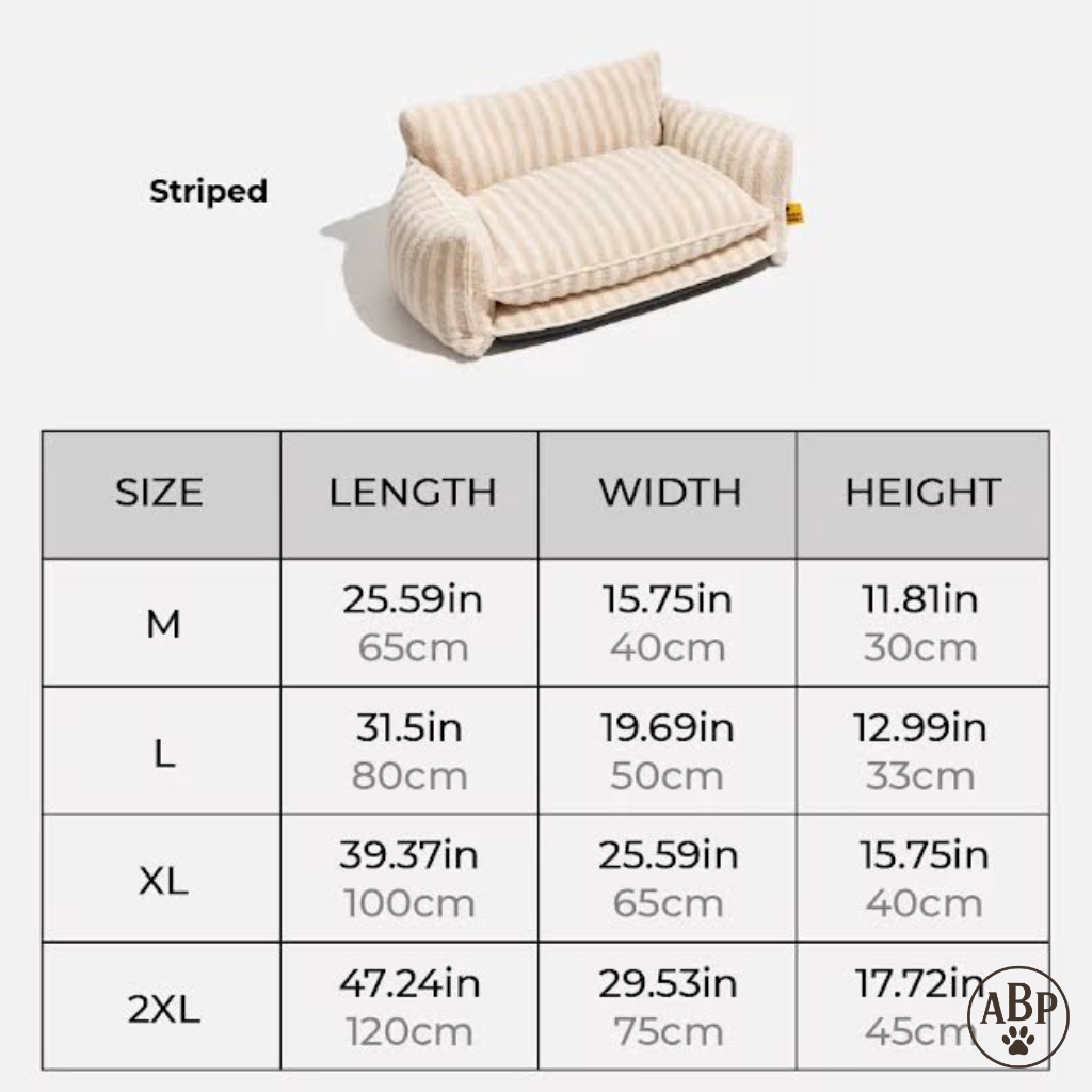 Canapé Lit pour Chien Design – Sofa Douillet Rayé Noir & Blanc ou Beige | Panier Luxe Confortable