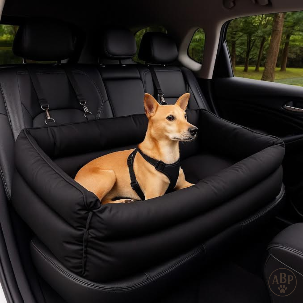 Siège Auto pour Chien Luxe – Panier Sécurisé et Confortable pour Voiture – Housse Protectrice et Coussin Moelleux Déhoussable