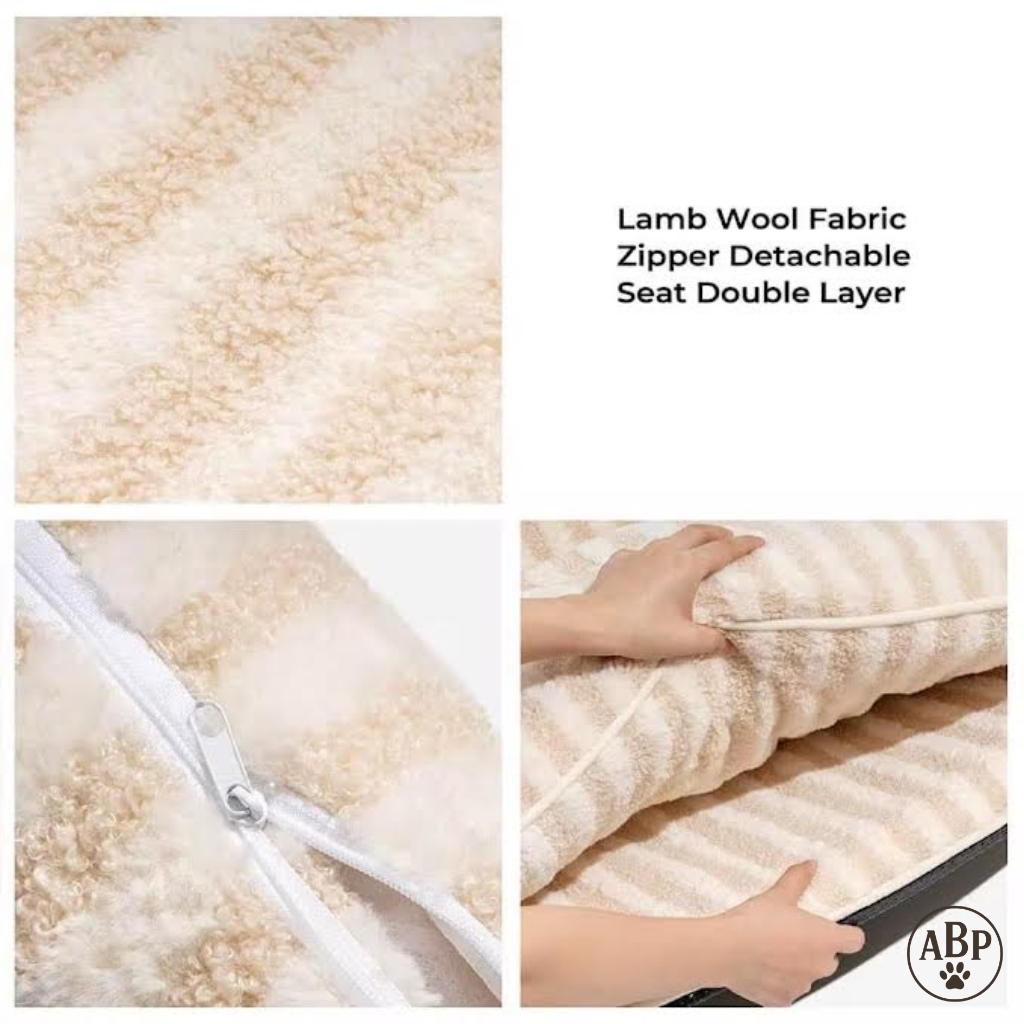 Canapé Lit pour Chien Design – Sofa Douillet Rayé Noir & Blanc ou Beige | Panier Luxe Confortable