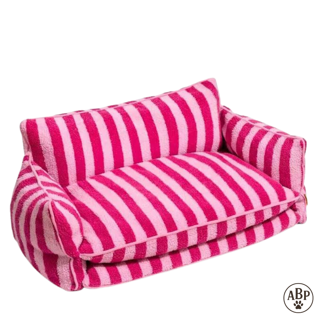 Canapé Lit pour Chien Design – Sofa Douillet Rayé Noir & Blanc ou Beige | Panier Luxe Confortable