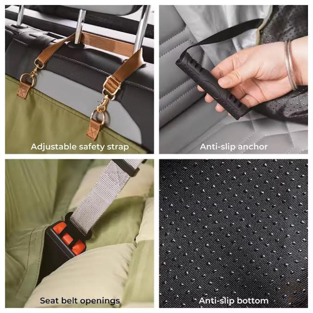 Tapis de Siège Auto pour Chien – Matelas de Voiture Confortable et Sécurisé – Protection Siège + Coussin Antidérapant Déhoussable