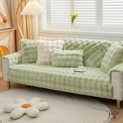 Plaid jeté de canapé en fausse fourrure douce – Housse de protection antidérapante et lavable pour canapé et fauteuil