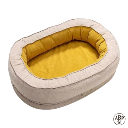 Panier Rond pour Chien & Chat – Lit Ovale Moelleux Déhoussable et Lavable