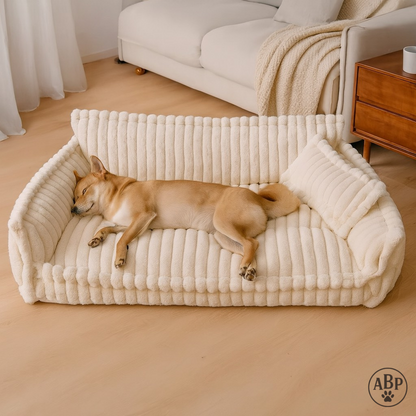 Canapé Douillet pour Animaux – Lit Panier Confortable en Fourrure Moelleuse, Style Sofa Design