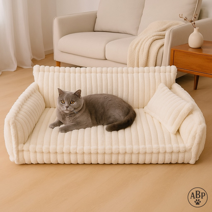 Canapé Douillet pour Animaux – Lit Panier Confortable en Fourrure Moelleuse, Style Sofa Design