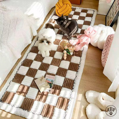 Tapis Moelleux pour Animaux – Coussin Damier Design, Idéal Chien & Chat